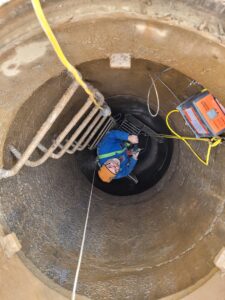 View of Manhole monitor inside the manhle chimney